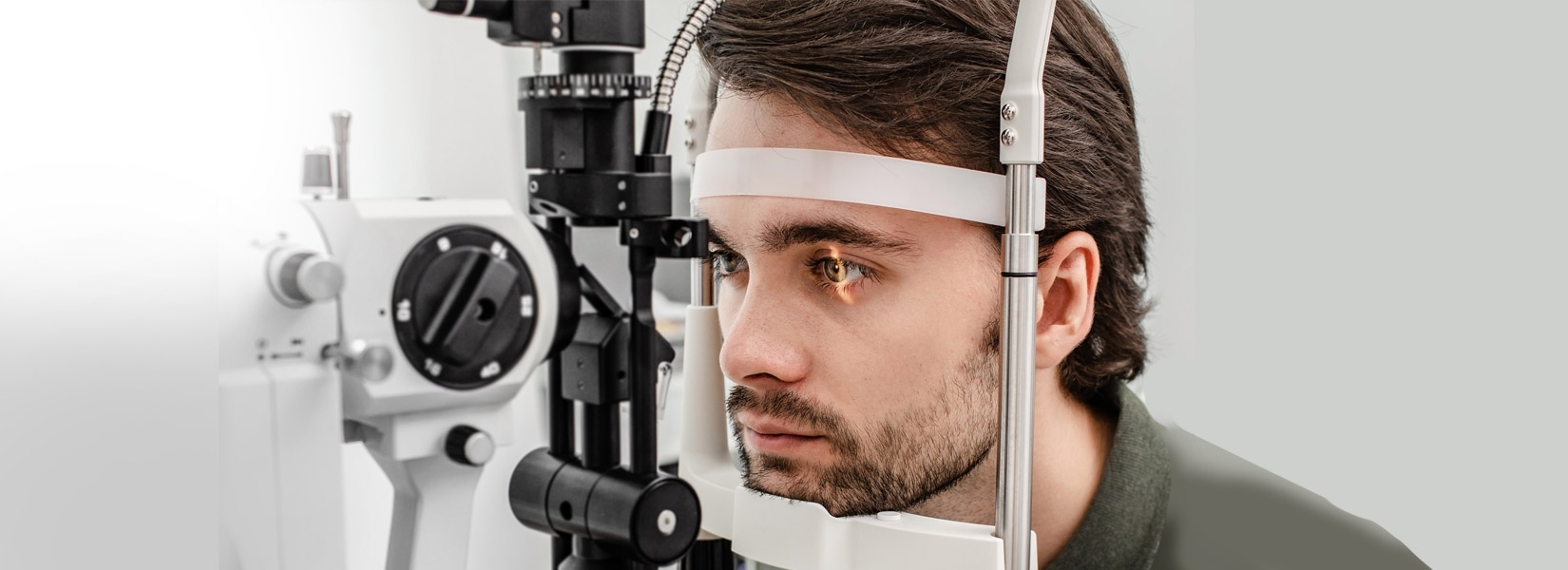 young man during eye exam in Chagrin Falls